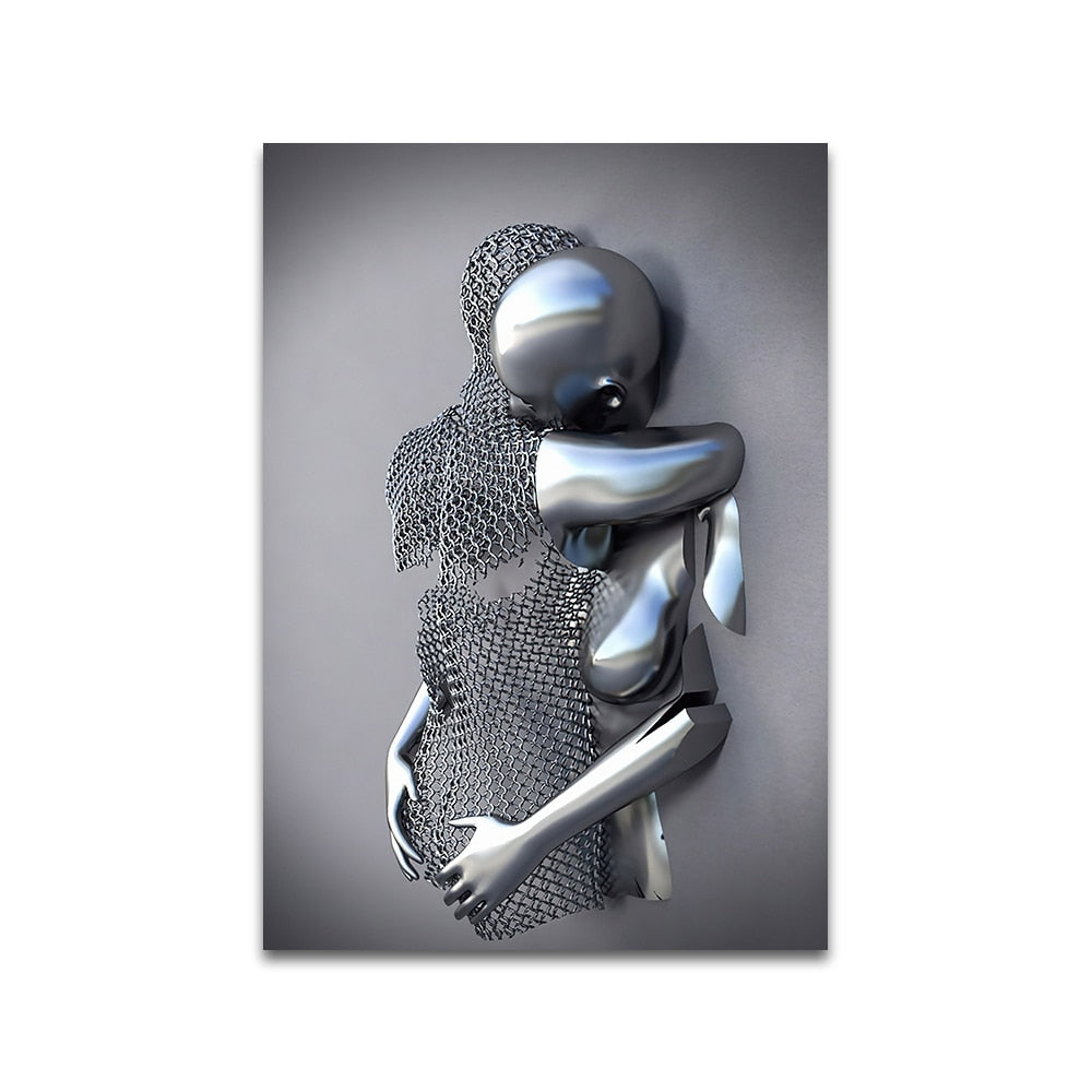 Modern Art Painting Canvas. Metal Carving Photo Art. Living Room Wall Decor. Romantic Abstract Home Decor. WickedYo.
